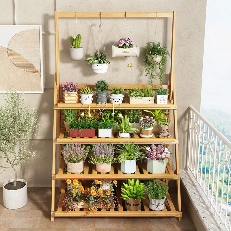 Solid Wood Flower Shelf Plant  - Outdoor Furniture Wood review and price