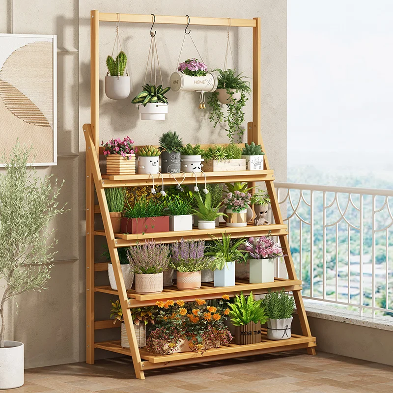 Solid Wood Flower Shelf Plant  - Outdoor Furniture Wood review and price