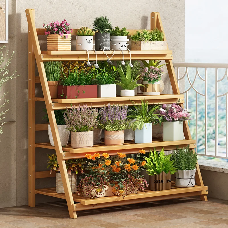 Solid Wood Flower Shelf Plant  - Outdoor Furniture Wood review and price